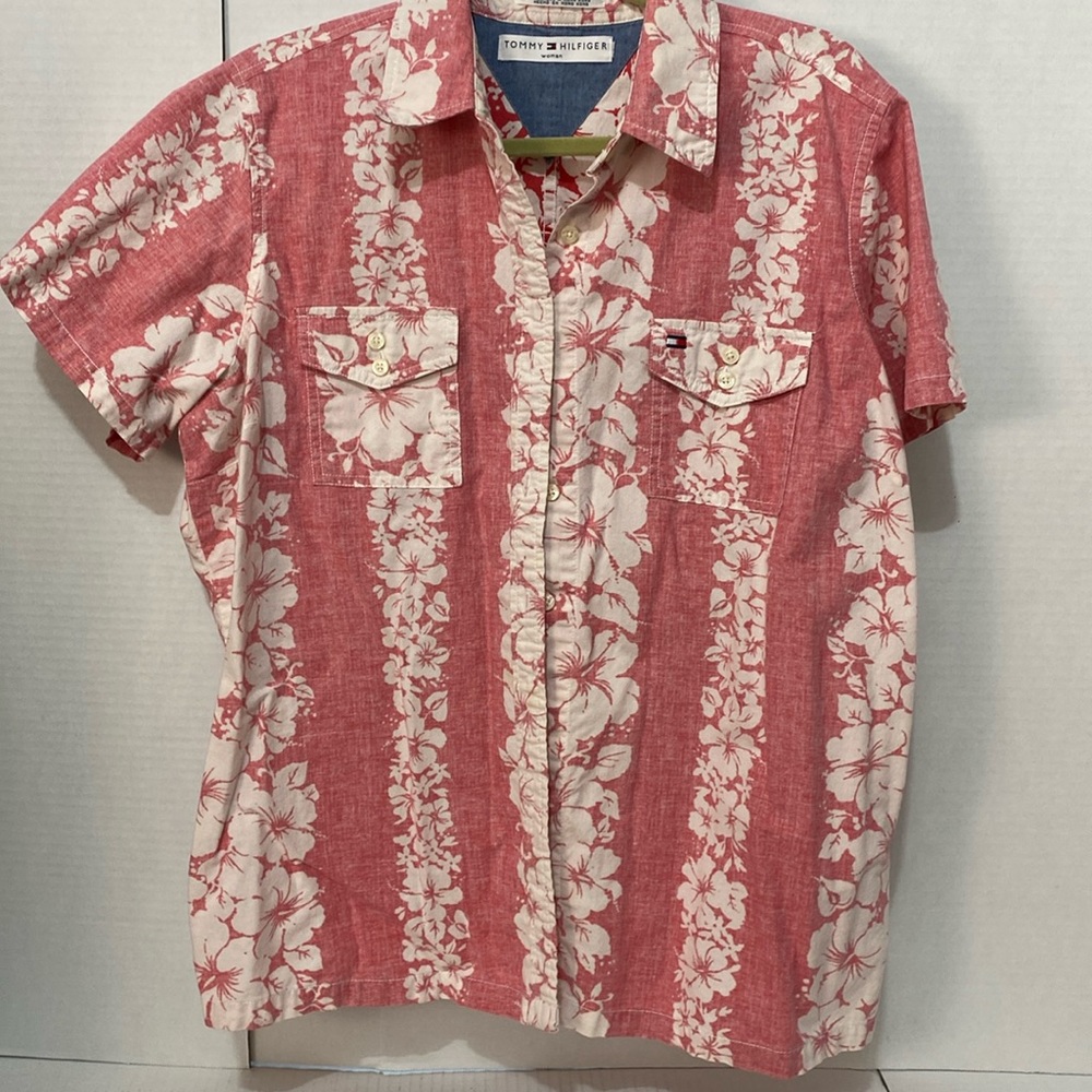 Tommy Hilfiger women Hawaiian shirt size 14 Floral Design